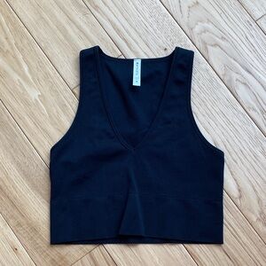 Athleta Black V-Neck Crop Top